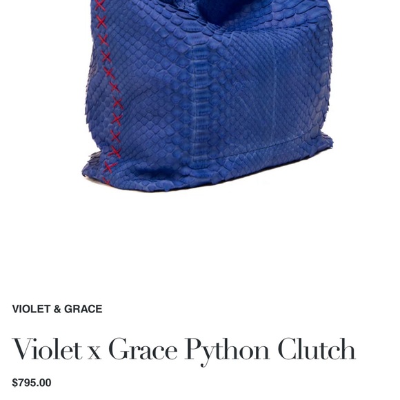 Royal Blue Python Textured Clutch - Picture 1 of 5